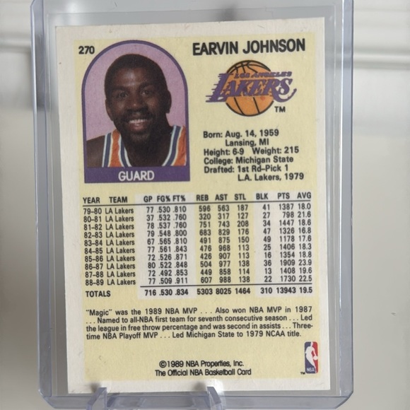 1989 Magic (Ervin) Johnson NBA Hoops Card - Picture 2 of 2